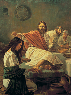 mary feet john anoints jesus christ anointing woman anointed lds mark martha gospel anoint ointment she dinner luke sunday lent